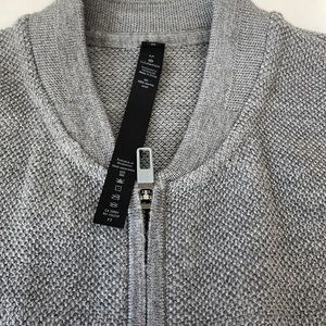 Lululemon merino wool grey zipper sweater rounded back lots of life left!